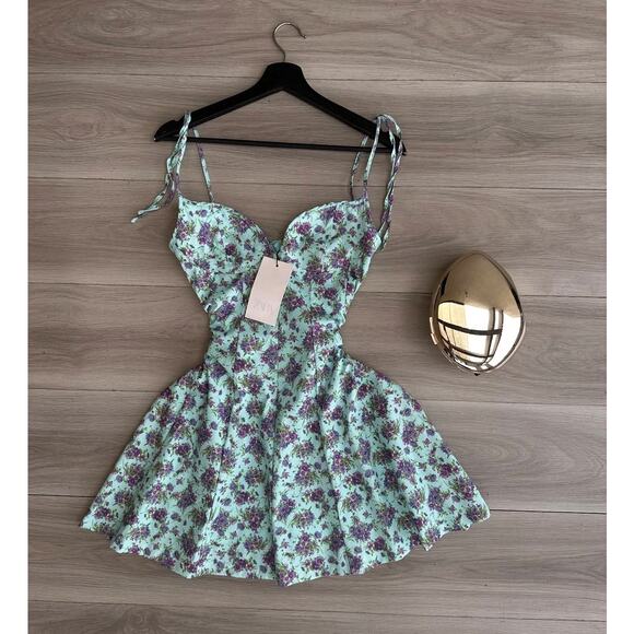 ZARA Blue Floral Print Mini Dress NWT - Picture 16 of 16